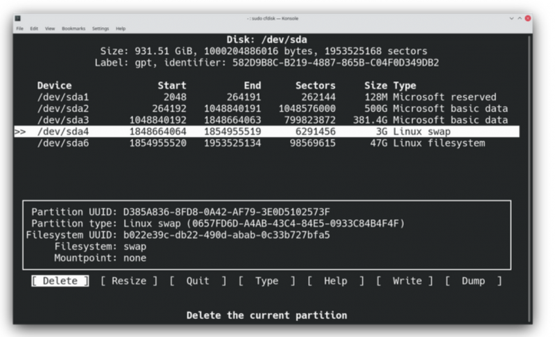 如何使用Cfdisk創(chuàng)建、調(diào)整和刪除Linux分區(qū)？